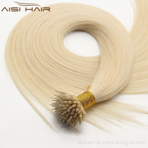 Aisi Hair No Shedding No Tangle Grade 9A Wholesale Price Russian Nano Ring Hair Extension